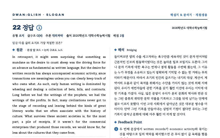 해설지 한 쪽: 원문과 해석